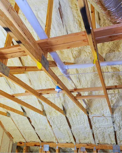 Spray foam insulation in attic in Massachusetts