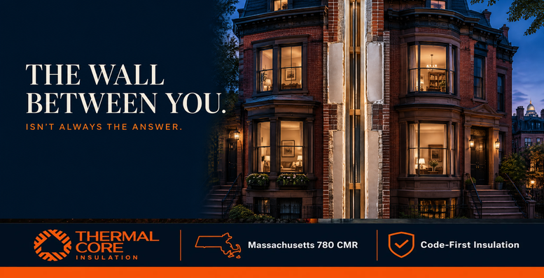 The wall between you isn't always the answer. ThermalCore Insulation guide to party wall insulation in Boston brownstones insulation and row houses.