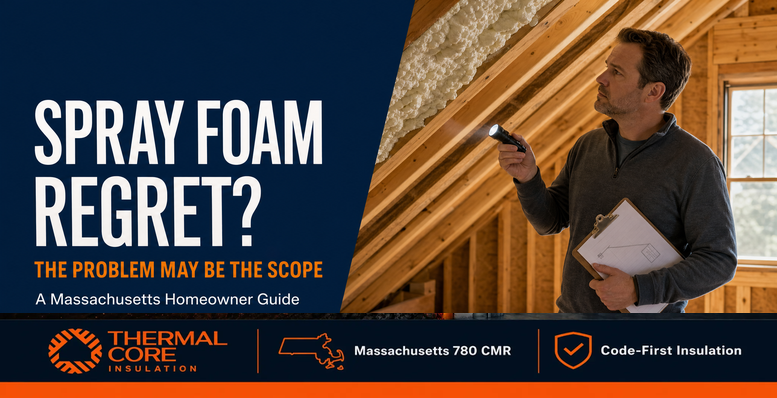 Spray foam insulation problems? The problem may be the scope — a Massachusetts homeowner guide, ThermalCore Insulation 780 CMR
